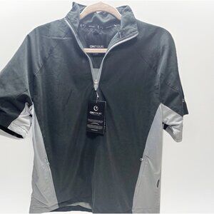 Small On Tour Zip Up Golf Shirt Wind & Water Resistant - Advertisement on Sleeve